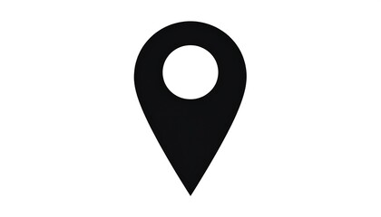 Simple black location marker icon appears against a plain white background.