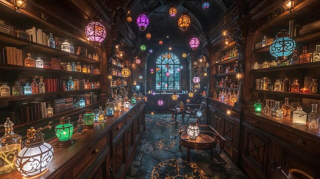 Explore the Enchanting Alchemists Library, a mystical potion hub full of magic