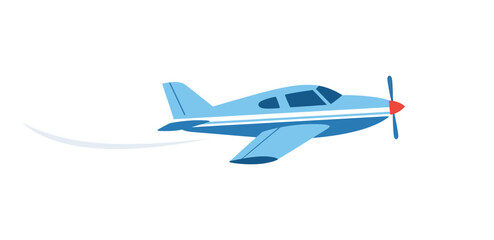 Fototapeta premium Flying Airplane: A light aircraft soars through the sky, leaving a graceful vapor trail, symbolizing flight, travel, and adventure.