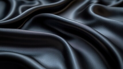 Obraz premium Close - up of Black Satin Fabric with Rich Textures and Soft Folds