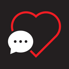 Chat heart logo vector illustration. Chat and Love Heart Icon.