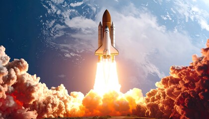 Obraz premium Rocket launch into space