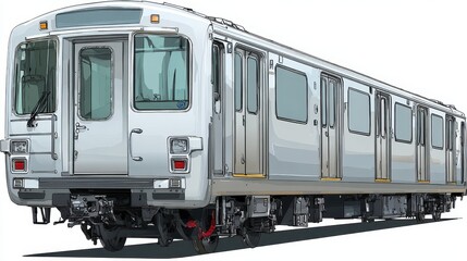 Fototapeta premium A subway train clipart, urban transport element, modern vector illustration, gray tones, isolated on white background. 