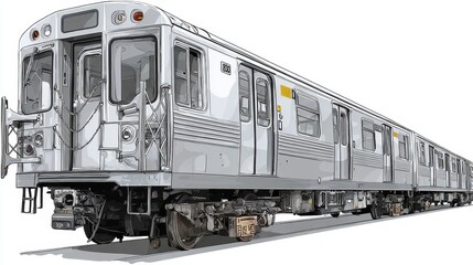Obraz premium A subway train clipart, urban transport element, modern vector illustration, gray tones, isolated on white background. 