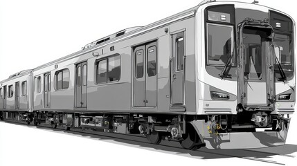 Obraz premium A subway train clipart, urban transport element, modern vector illustration, gray tones, isolated on white background. 