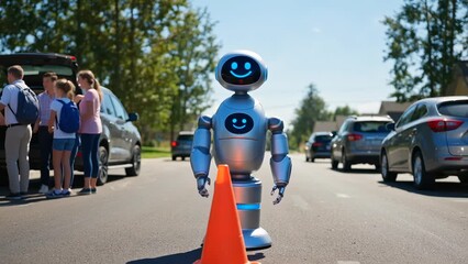 Friendly Robot Directing Traffic Safely with Diverse People on a Sunny Day