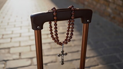 Spiritual Journey: Rosary on Suitcase for Travel, Faith, and Religious Themes - Perfect for Lifestyle Blogs and Inspirational Content
