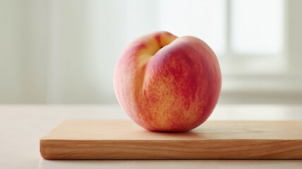 白背景のまな板にもも一個を落ち着いて配置