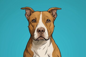 Vibrant Pop Art Dog Portrait: Cheerful Pit Bull in Colorful Canine Illustration