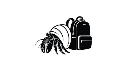 Hermit Crab with Backpack for Travel and Exploration Adventure on the Beach