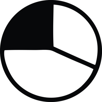 Abstract geometric circle divided into segments featuring a solid black section and two white portions symbolizing data or composition visual representation