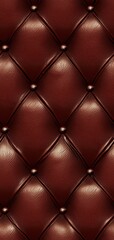 Obraz premium A seamless, tiled, reddish-brown leather background with a classic tufted design and chrome buttons. Perfect for upholstery, vintage themes, and luxurious textures.