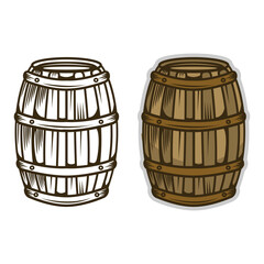 wood drink barrel cartoon illustration