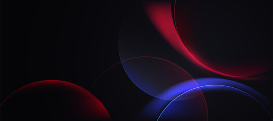 Abstract Neon Circles Background with Glowing Red and Blue Elements