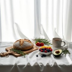 Homemade Bread and Summer Fruit Breakfast