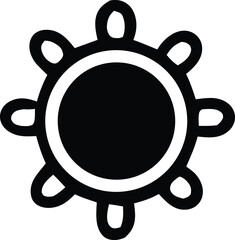 Symbolic representation of a celestial body or tribal emblem distinctive shape with central circle and outer elements