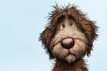 Cute Whimsical Animated Dog Character Illustration with Adorable Shaggy Fur in Cartoon Style 
