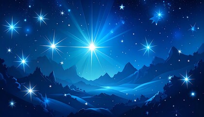 Starry night mountain landscape
