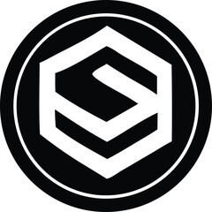 Modern geometric logo design with hexagonal and circular elements for a tech company or brand identity