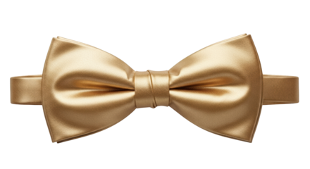 Shiny gold metallic bow tie, isolated on transparent background