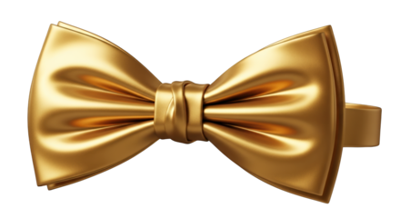 A shiny golden bow tie isolated on transparent background