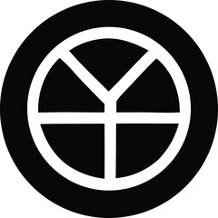 Abstract geometric symbol circular design with radial and horizontal line divisions simple modern emblem icon for branding and graphics