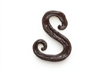 Obraz premium A creative, artistic representation of the letter 'S' formed with a glossy dark substance on a white background.