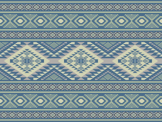 Navajo seamless geometric stripes. Using shades of blue, white, and light beige, it feels natural and organic. Uses: Home decor, throw pillows, rugs, curtains or wall hangings, jackets, scarves, bags.