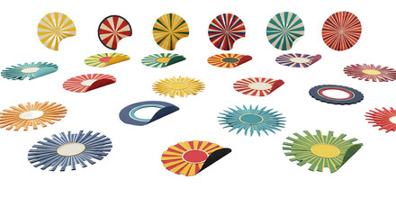Colorful Circular Stickers and Designs, Perfect for Branding and Decoration