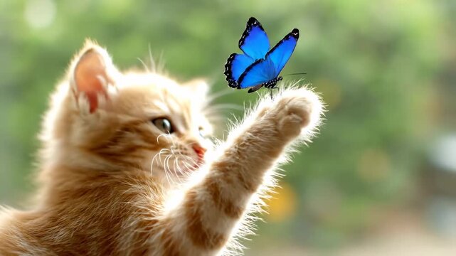 Close up kitten pawing moving laser pointer dot cinematic UHD handheld playful pet lifestyle stock video. feline reaching beam domestic animal interaction handheld camera ultra high