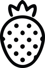 Simple hand-drawn black outline strawberry icon with seed dots cute food symbol minimalist fruit art graphic for design projects