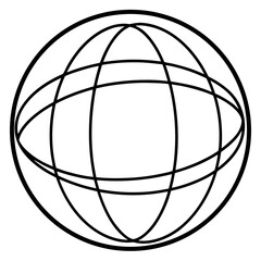 Continuous line drawing of a globe with intersecting lines  