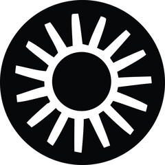 Stylized sun icon with radial spokes and central circle symbolizing energy warmth celestial body power