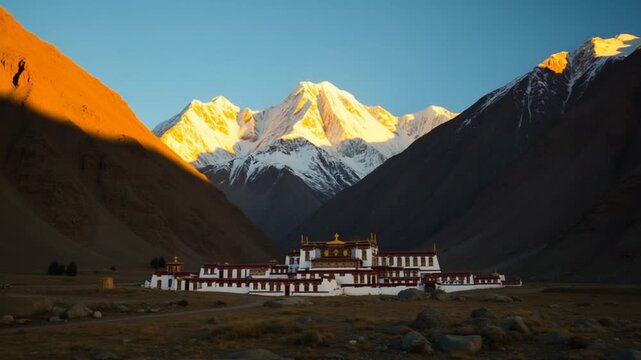 Ladakh India - Himalaya Mountain - Lamayuru Monastery - Sunrise Time Lapse