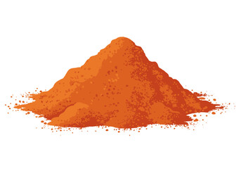 A pile of orangered powder forms a small uneven mound against a plain white background