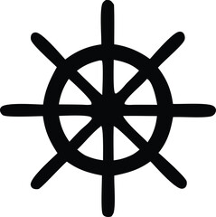 Classic nautical ship wheel silhouette symbol maritime navigation control helm steering wheel icon for marine and nautical themes © Vector Stock