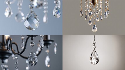 and keyword list based on the image

 Crystal Chandelier Drops Reflecting Light Indoors, Elegance and Luxury Decoration.