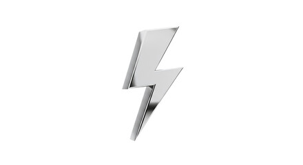Metallic Lightning Bolt Symbol, 3D Render, Chrome, Power Icon, Energy, Flash, Electricity, Fast, Speed, Quick, Symbol, Sign, Graphic, Design Element, Abstract, Modern, Shiny, Bright, Illustration
