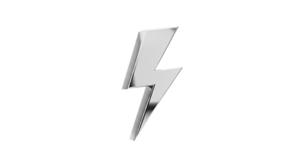 Metallic Lightning Bolt Symbol, 3D Render, Chrome, Power Icon, Energy, Flash, Electricity, Fast, Speed, Quick, Symbol, Sign, Graphic, Design Element, Abstract, Modern, Shiny, Bright, Illustration
