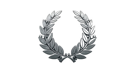 Obraz premium Metallic Laurel Wreath, 3D Render, Award Symbol, Emblem, Decoration, Circular Frame, Design Element, Grey Background, Elegant, Luxury, Shiny, Glossy, Winner, Achievement, Success, Victory, Champi