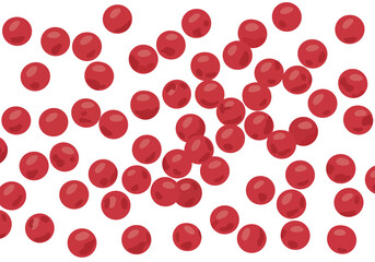 Red round objects sparsely yet densely scattered on a white background