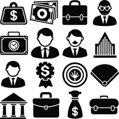 Financial business icons set professional finance icons representing wealth growth and corporate success