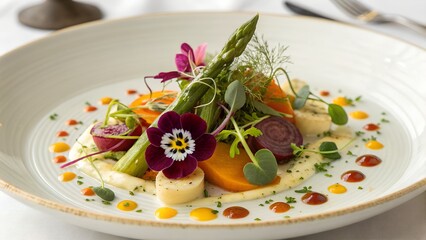 Exquisite Vegan Gourmet Dish &ndash; Luxury 5-Star Restaurant Style Culinary Photography, High-Class Presentation, Studio Quality