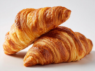 Fresh Croissants on White Background