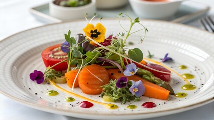 Exquisite Vegan Gourmet Dish &ndash; Luxury 5-Star Restaurant Style Culinary Photography, High-Class Presentation, Studio Quality