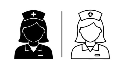 Nurse Icons Black and White Medical Professionals.