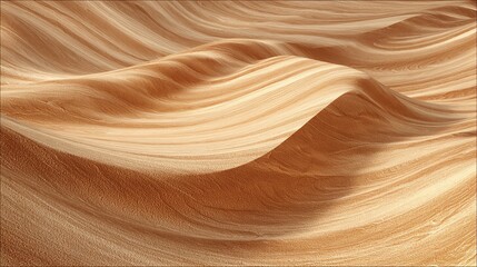 Obraz premium Wavy dunes sculpted by wind; parallel wood-like patterns, earth tones, soft light