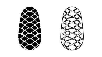 Pine cone icon set with silhouette and outline styles.