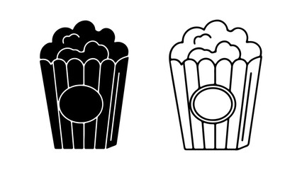 Popcorn bucket icon set for cinema and entertainment.