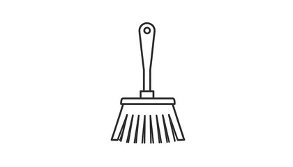 A simple, outlined illustration of a broom, showcasing its handle and bristles.